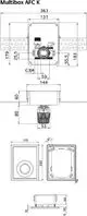 Zeichnung eines Heizungsbauteils von IMI Hydronic Engineering. Sichtbare Maße und Detailansichten zeigen Anschlüsse und Steuerungselemente des Produkts.